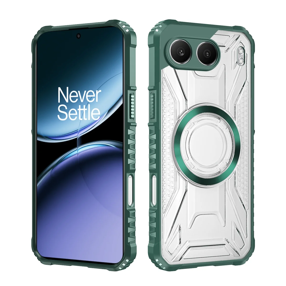 Funda de teléfono transparente magnética militar a prueba de golpes para Magsafe, funda de armadura híbrida antideslizante con carga inalámbrica para Oneplus 13 13R Nord4