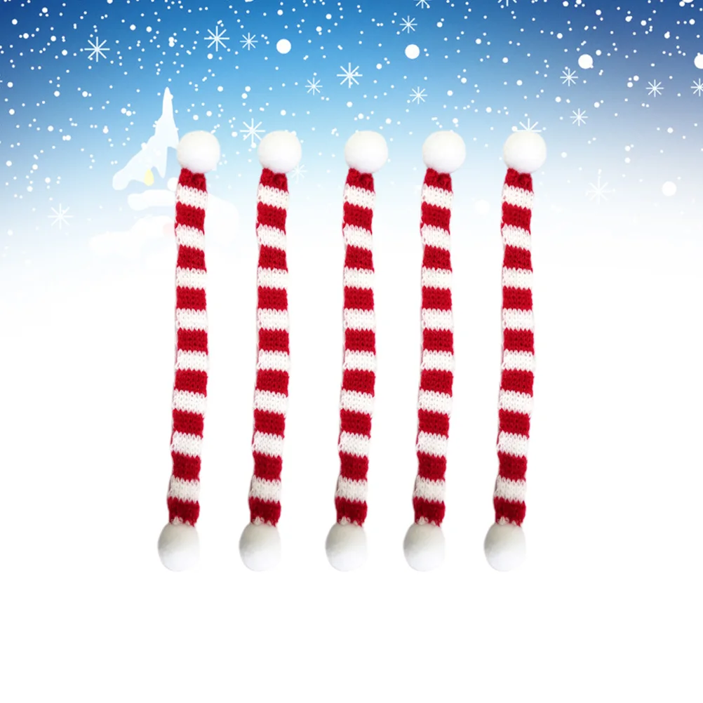 

5pcs Knit Striped Warm Winter Scarf Christmas Decoration Red White Scarf Soft Outdoor Neck Warmer For Adults 2X30Cm