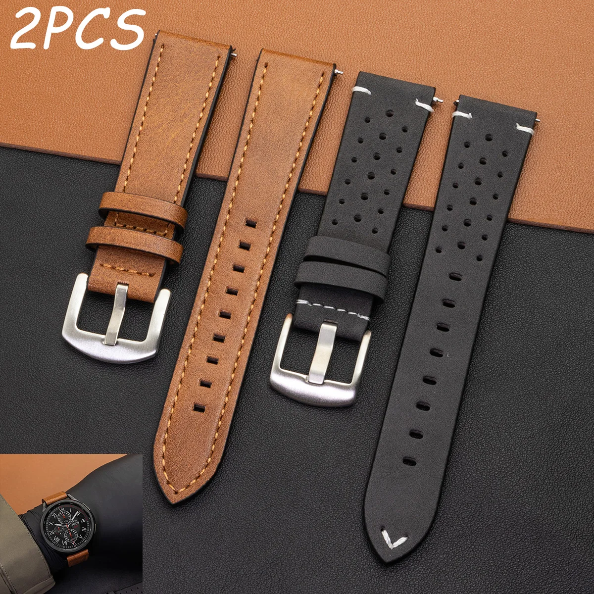 20 22mm pulseira de couro para samsung galaxy watch para homens mulheres respirável liberação rápida pulseira substituição cinto universal