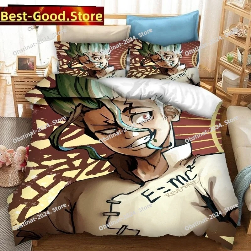 

New Anime Dr.STONE 3D Print Bedding Set Duvet Covers Pillowcases 3 Piece Comforter Bedding Sets Bedclothes Duvet cover Sets