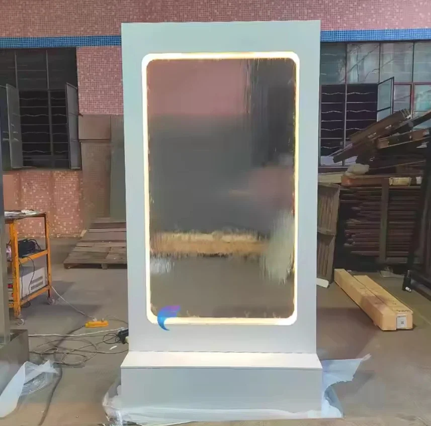 Factory directly sale mirror glass waterfall with warm white led light partition for wedding partition 4
