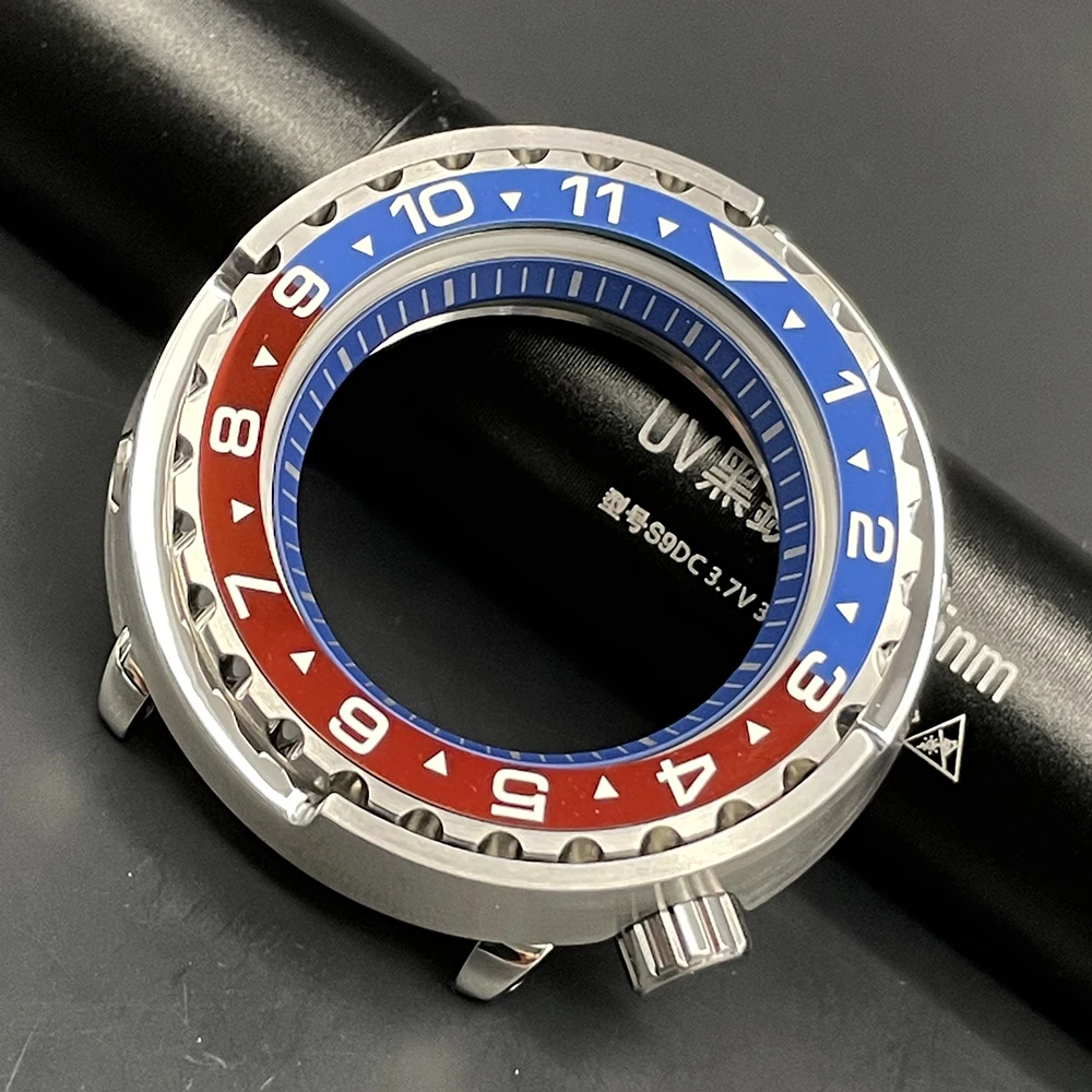 

Solid Steel nh35a nh36a Tuna Watch Case for SBBN031/SKX007 Sapphire Crystal Crown at 4.1 Blue Red GMT Insert 47mm