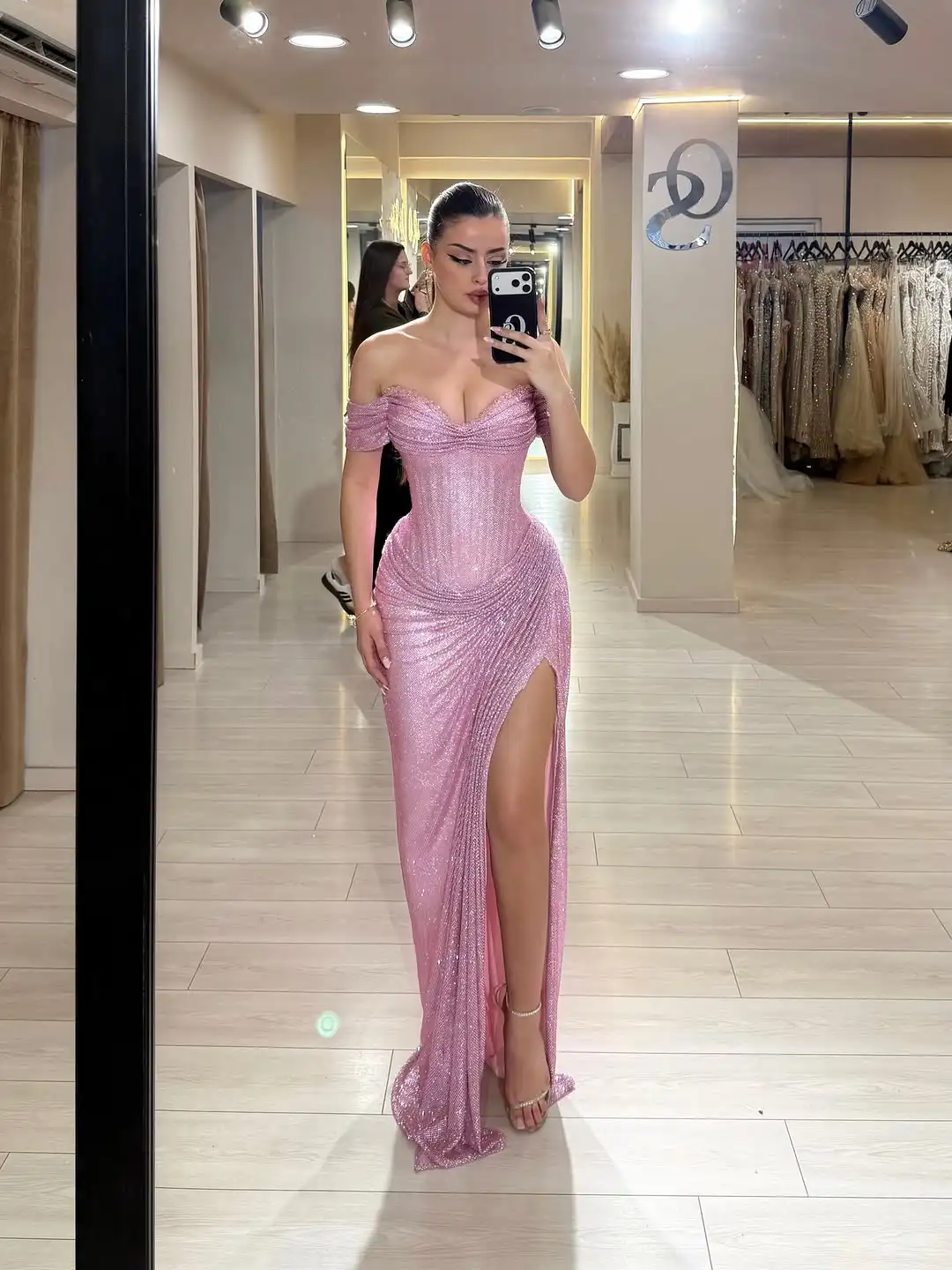 

Customized Mermaid Pink Women's Formal Evening Gowns Semi-formal occasions Shiny Elegant homecoming dresses Vintage