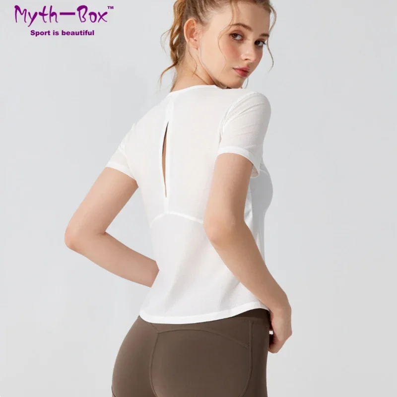 

Women Yoga Shirts Breathable Short Sleeve Sport T-Shirt Loose Thin Running Shirt Girls O-Neck Hollow Out Gym Fitness Tops Blouse