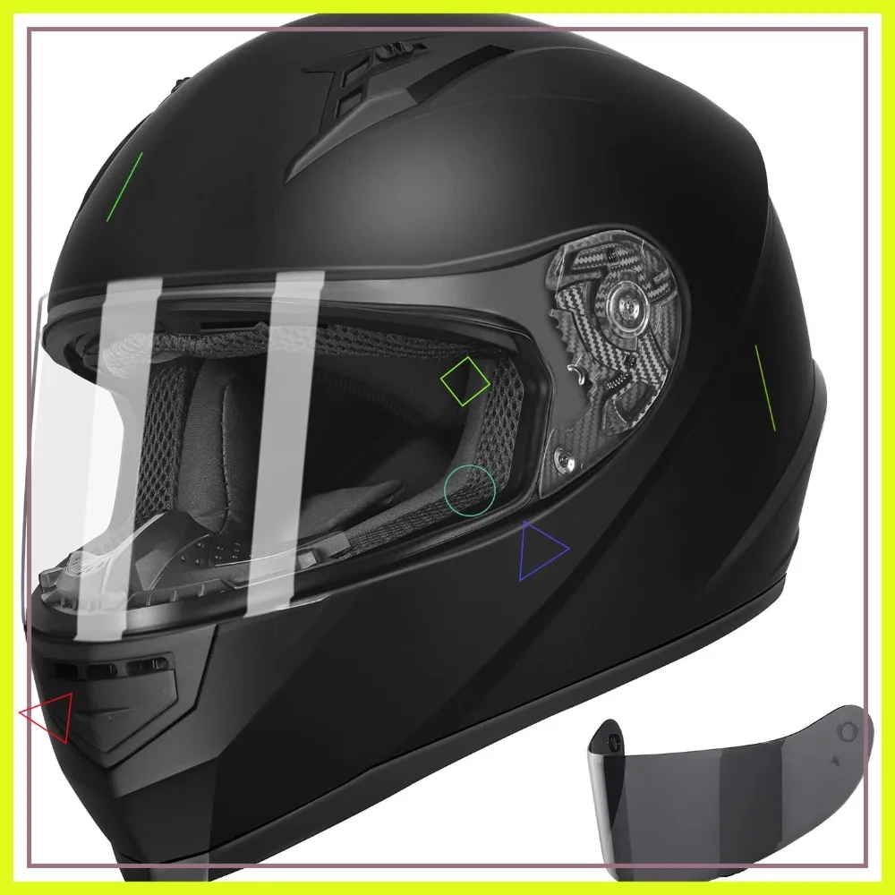 

Compact Full Face Motorcycle Helmet - Matte Black, Large with Tinted Visor, DOT Approved
