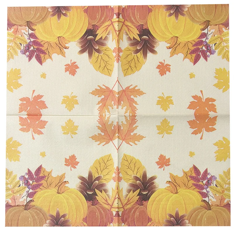 20pcs/Pac 33*33cm Thanksgiving Disc Bone Bart Paper Yellow Pumpkin Maple Leaf Print Party Decoration Disposable Paper Placemat