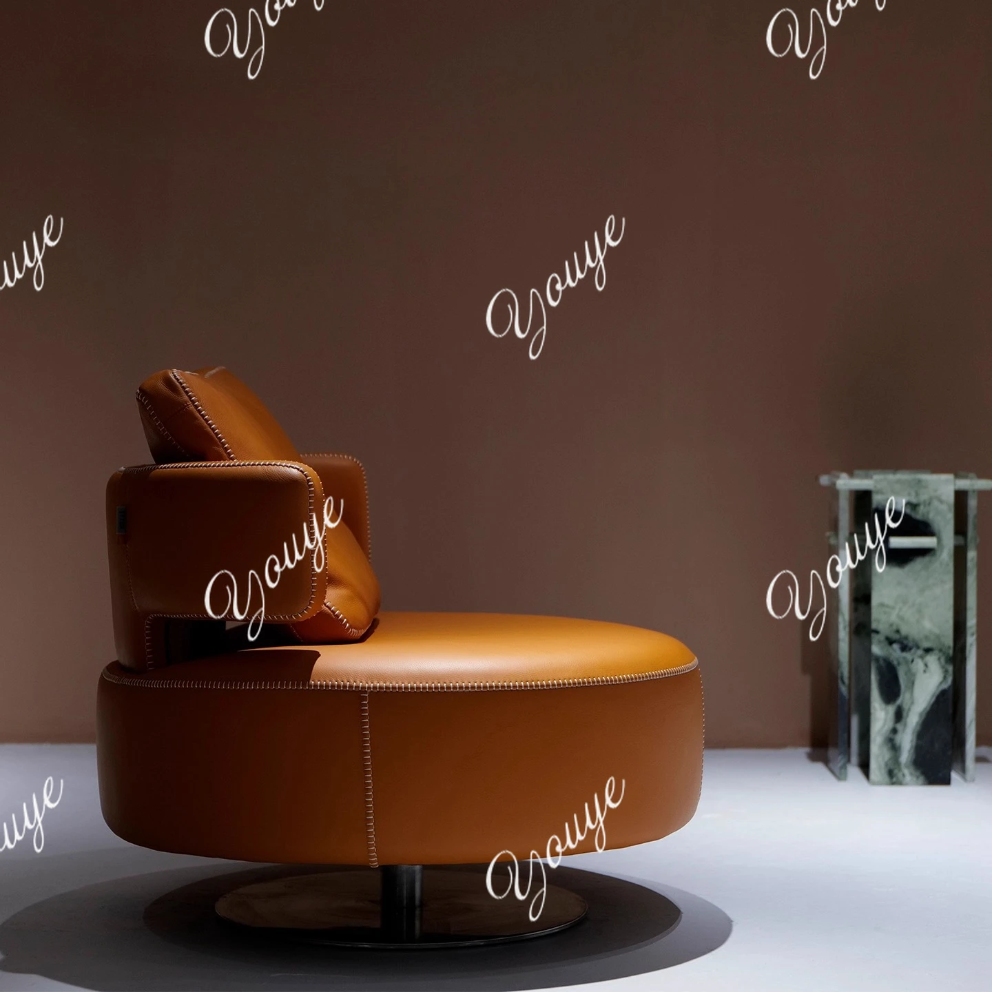 Italian minimalist style leisure sofa modern light luxury single chair leather desk chair villa