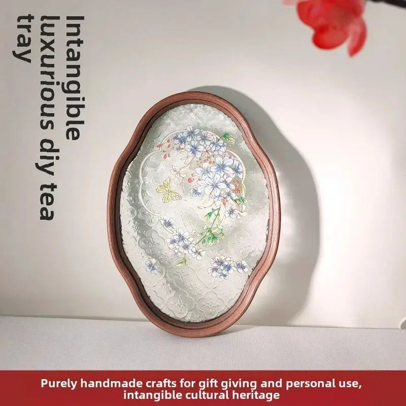 

Customizable, Filigree Enamel DIY Handmade Material Package, Begonia Embossed Tray, Cloisonne Intangible Cultural Heritage