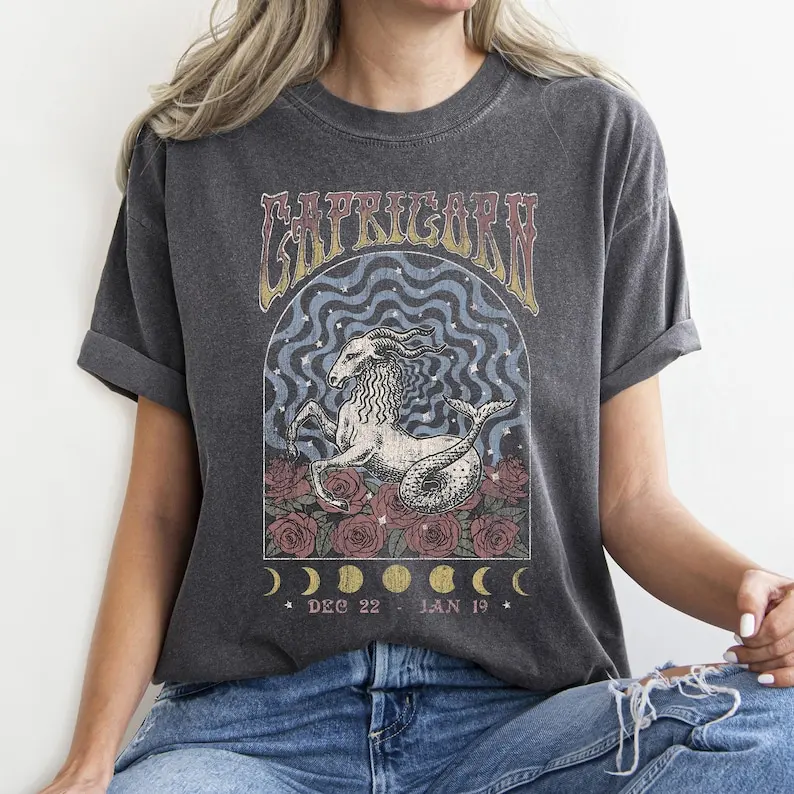 

Capricorn Zodiac Vintage Tee, Celestial Capricorn Shirt