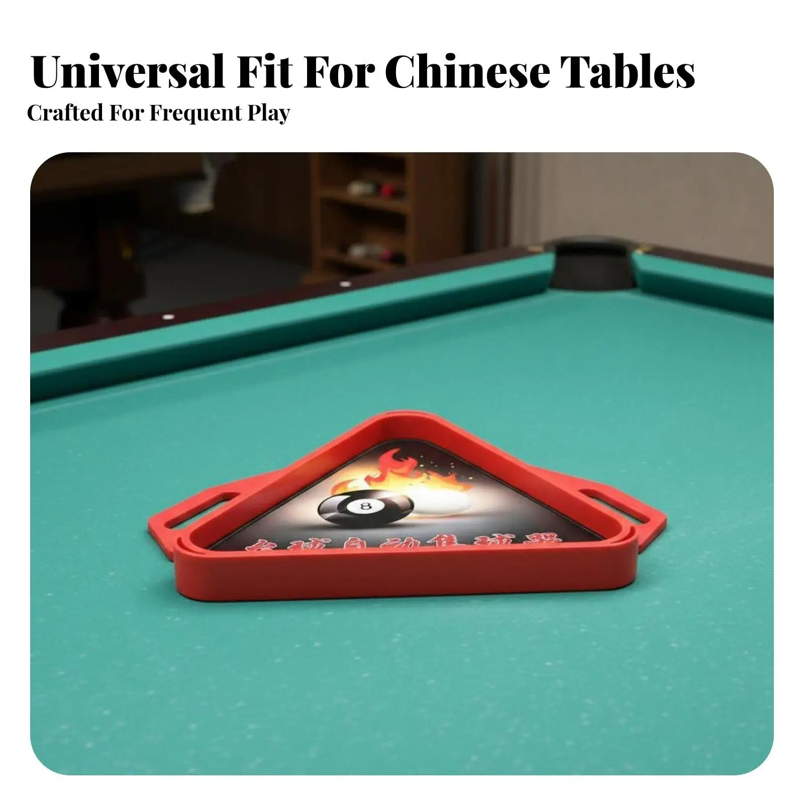 Billiard Accessory Triangle Rack with Ball Collector Tray for Quick Setup Fits Standard Pool Balls Keeps Playing Area Clutter