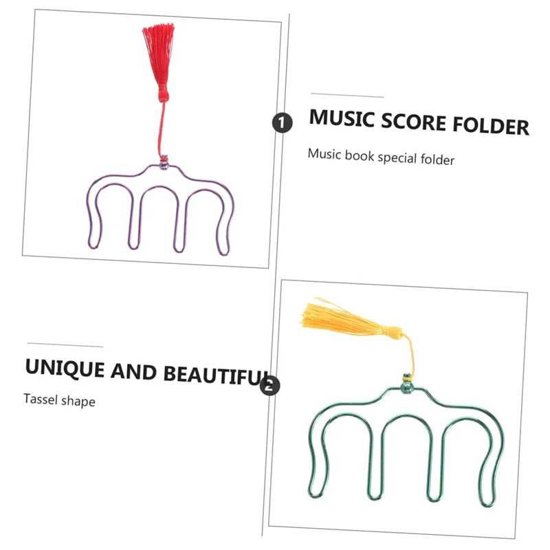Clip de borlas para partituras, soporte para guitarra, marcapáginas de Metal, página de Piano, soporte de página de música, Clip para libro de música en forma de M, fácil de instalar, 2 uds.