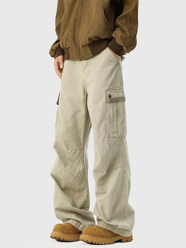 

Waed Американские рабочие брюки в стиле ретро, мужские свободные широкие брюки прямого кроя, повседневные брюки с несколькими карманами, молодежные витали Sle