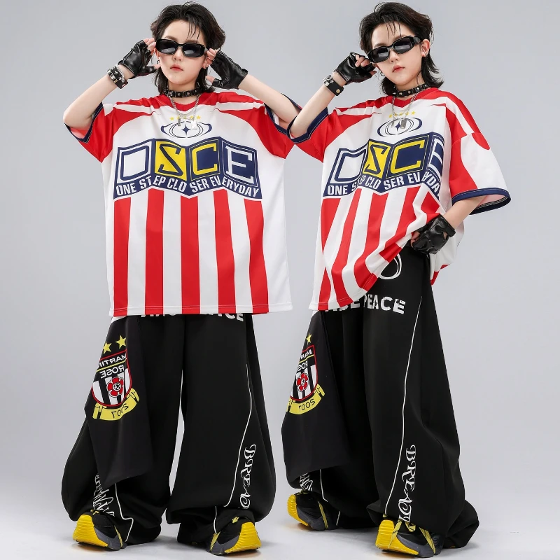 ファッションストリートダンス服男の子用ストライプ Tシャツカ - Street Fashion For Boy のレビューと価格