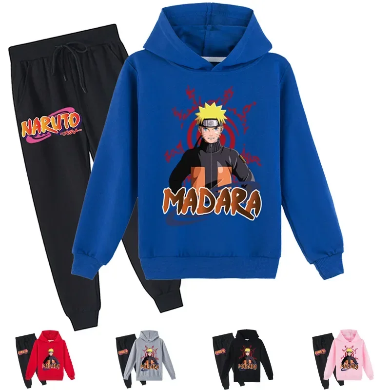 

Naruto 2024 New Cool Printed Autumn Fashion Loose Hoodie Sweatshirt Trousers Suit for Middle-aged and Older Boys and Girls