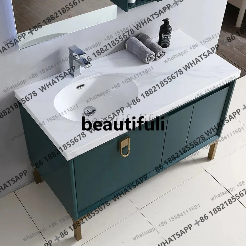 

Wooden Bathroom Cabinet Set Small Apartment Bathroom Sink Washstand Integrated Washbasin Wholesale