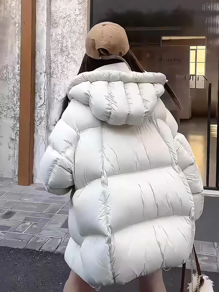 Abrigo acolchado acolchado Jaet Du down con capucha y cuello levantado para mujer, abrigo cálido de pan, pluma blanca Du, recién llegado de invierno