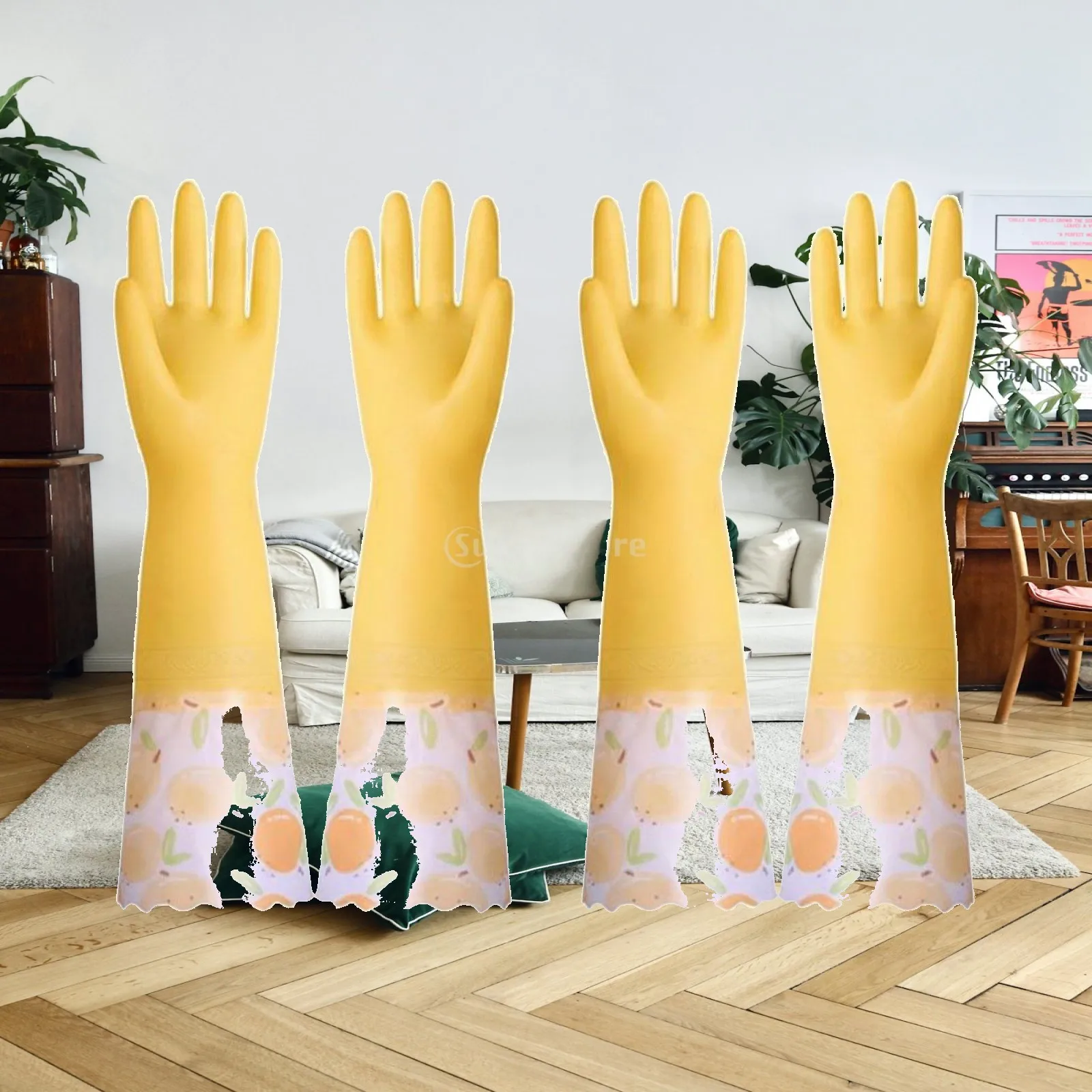 Long Cuff Dishwashing Gloves Latex Material Thickened Non Slip Grip Waterproof Kitchen Cleaning Gloves for Washing Glassware