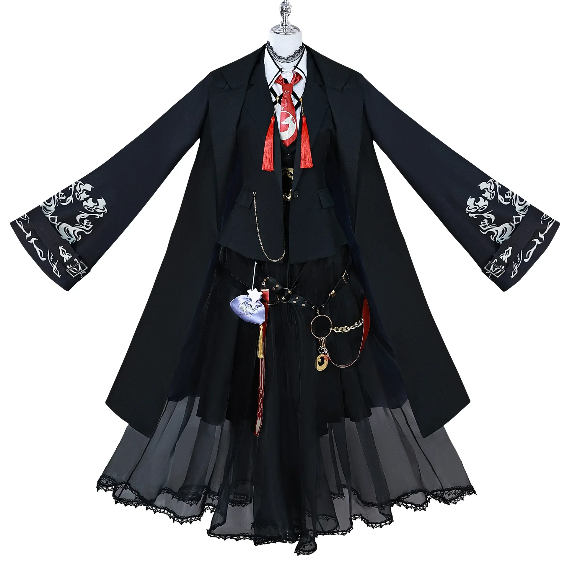 Jogo arknights vulpisfoglia cosplay traje preto roupas peruca ternos halloween carnaval festa role play uniforme para meninas femininas