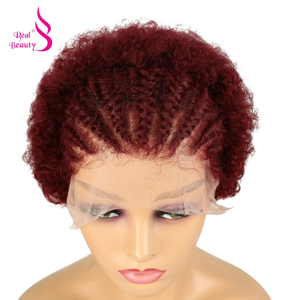 Braided Wigs for Black Women Human Hair Afro Puff Lace Frontal Hair Wigs Afro Kinky Curly Human Hair 13x4 Lace Front Pre Braided