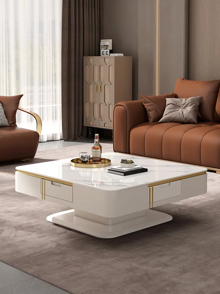 C Lifting mahjong table Multifunctional rock slab solid wood coffee table Mute mahjong table