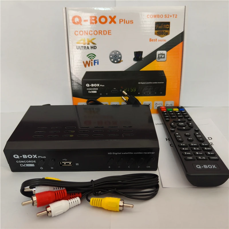 2025 DVB T2 S2 Combo Q-BOX Plus Satellite TV Receiver Tuner H.264 MPEG 4 Digital TV Decoder 1080P HD Time Shift EPG Set Top Box