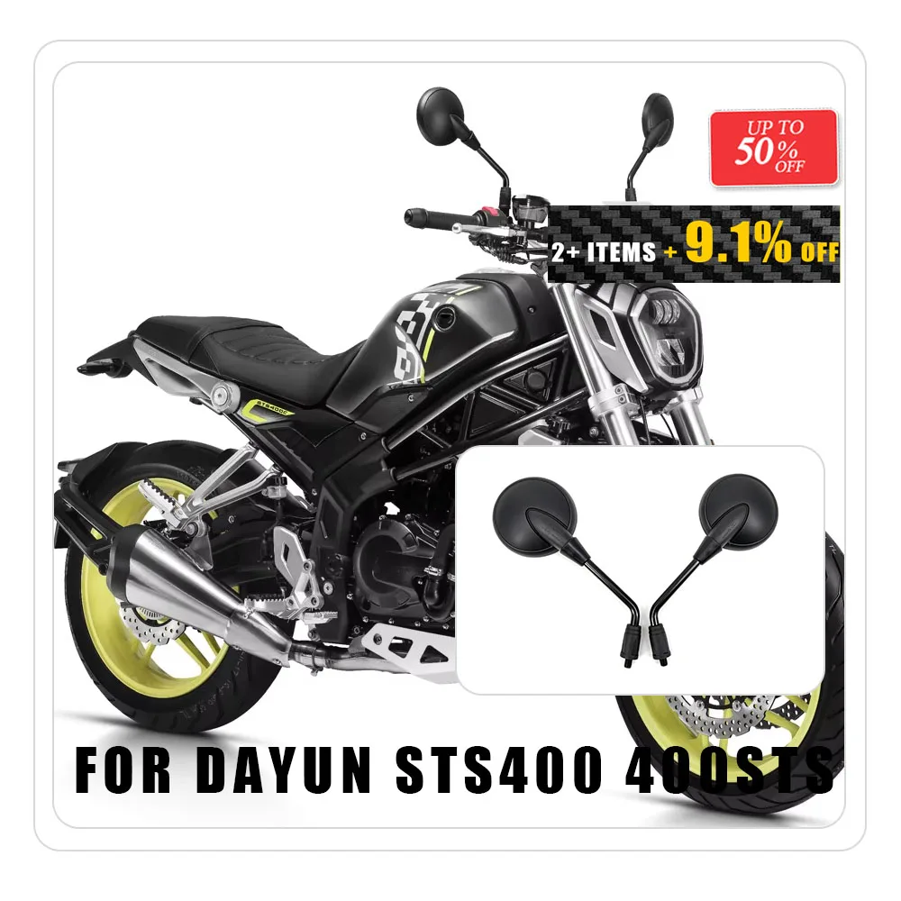 Black Round Motorcycle Rear View Mirror Pair For DAYUN STS400 400STS STS 400