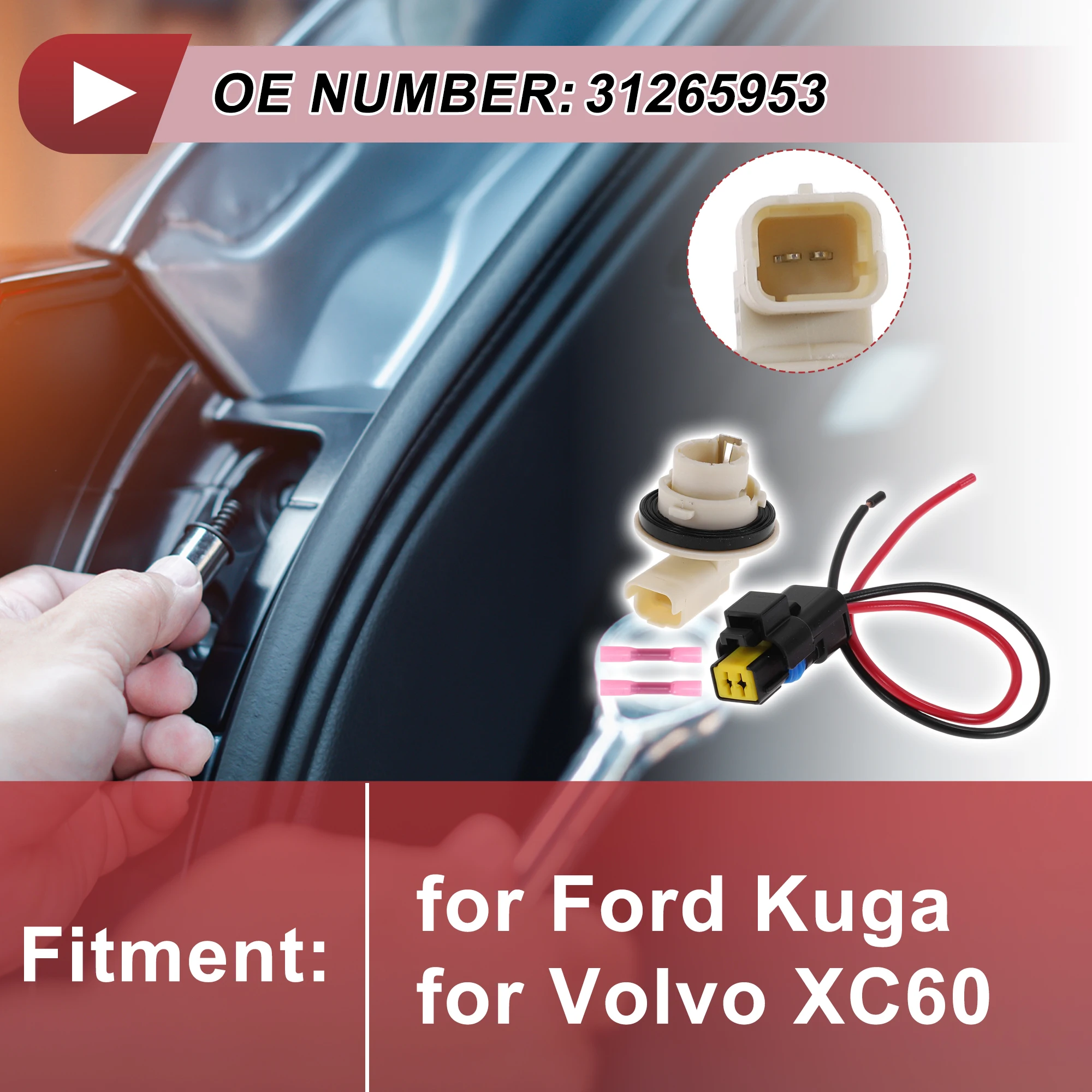 UXCELL Rear Fog Lights Light Socket Wiring for Ford Kuga No.31265953