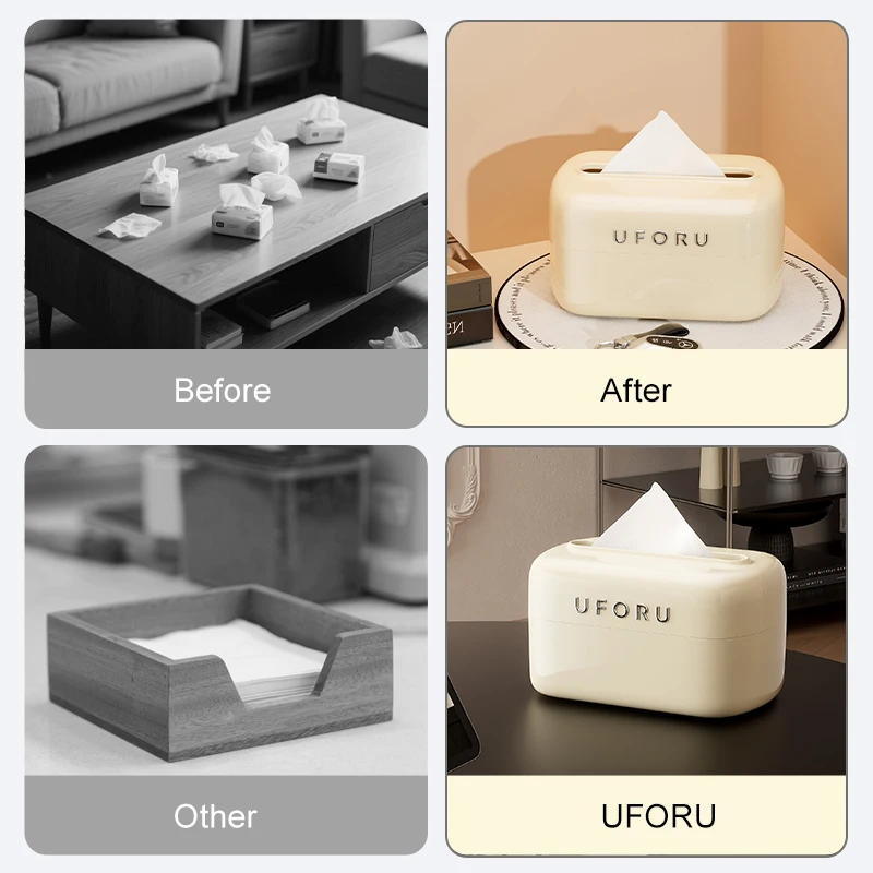 Uforu صندوق مناديل أكريليك لغرفة المعيشة والمنزل وسطح المكتب صندوق ورقي متعدد الوظائف صندوق ورقي ربيعي إبداعي