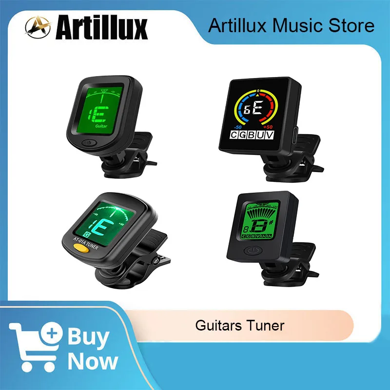 4 Styles Guitar Tuners High Quality with 360 Degree Rotations and LCD Display for Guitar Bass Stringed Instrument Accessories