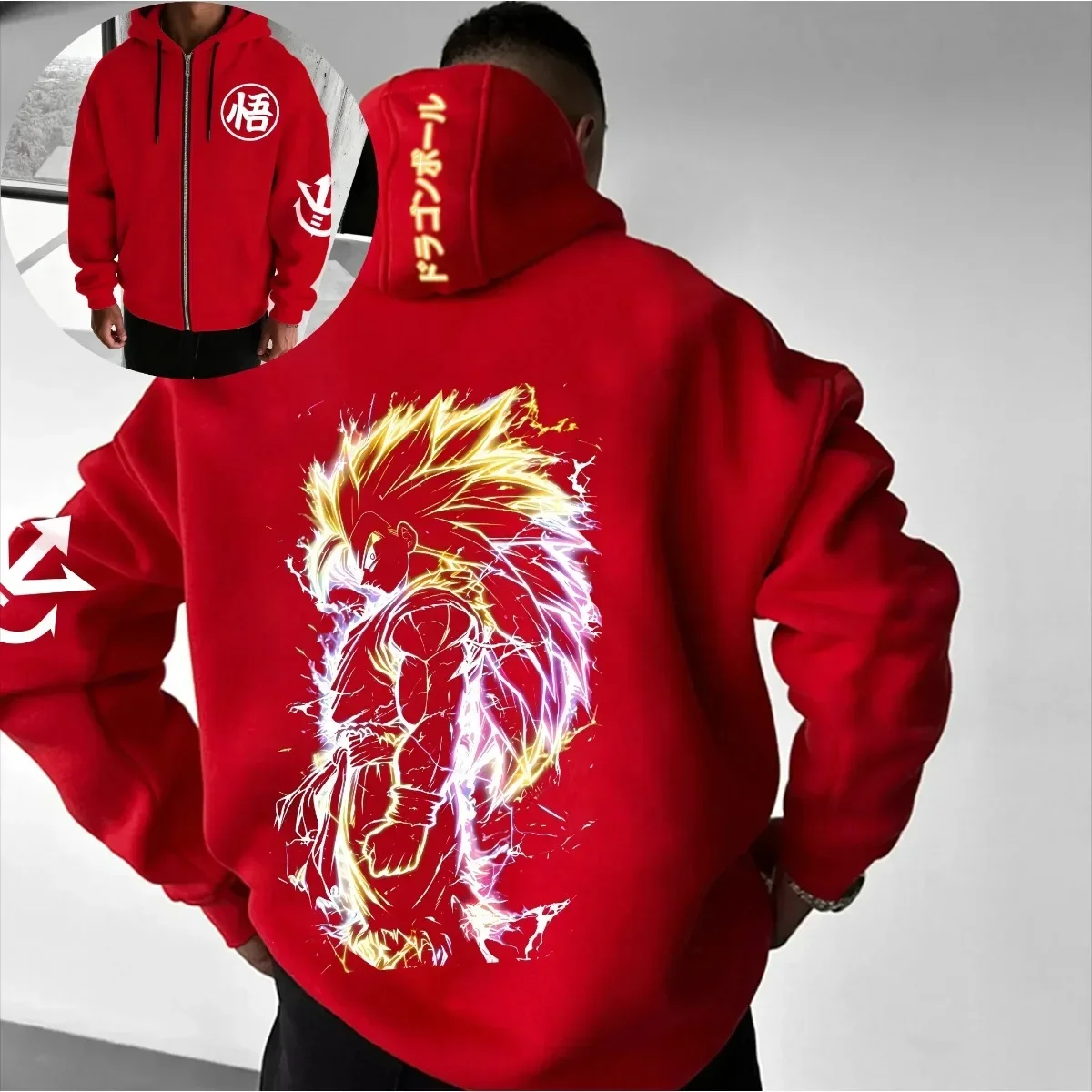 

Dragon Ball Trend Explosion GT Vegeta Super Saiyan 4, красная толстовка с капюшоном в стиле аниме, хлопковая повседневная осенне-зимняя уличная мода с принтом на спине
