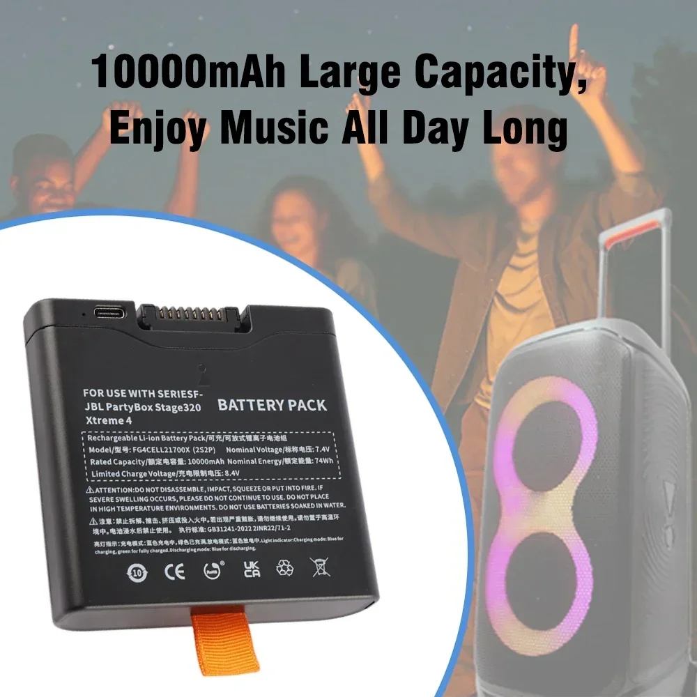 ETESBAY 2PCS FG4CELL2170X Replacement Battery For Bluetooth Speaker JBL Partybox Stage 320
