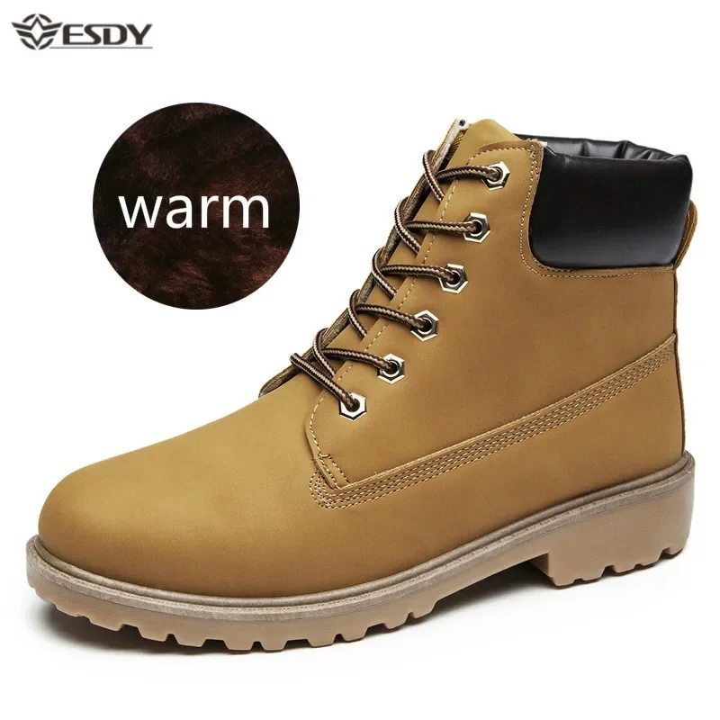 Winter Men's Waterproof Snow Boots with Fur Plush Warm Ankle Boots Outdoor Lace Up Anti-slip Sneakers Casual Shoes Plus Size 46