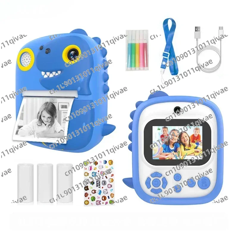 New Arrival P3 Dinosaur Silicone Protective Cover 1080P Digital Selfie Camera 2.4-inch  screen Instant Print Kids Camera