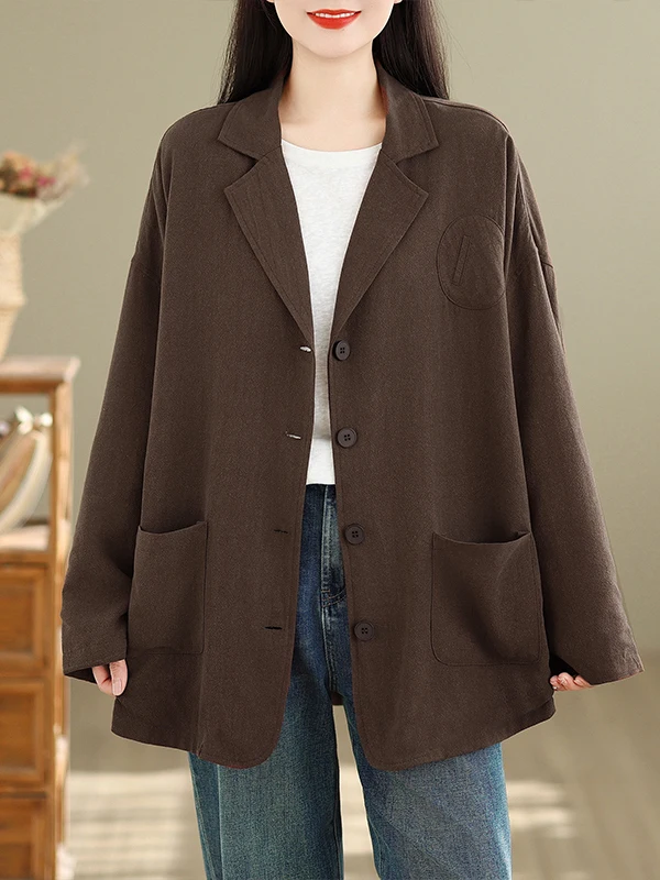 

Artistic Sle Women's Vintage Simple Versatile Mid-Length Double-Breasted Jaet with Faionable Casual Outerwear