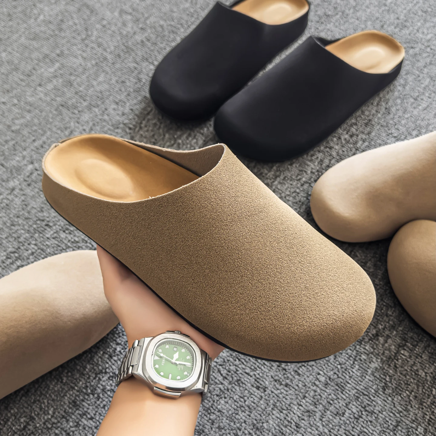 

Мужские летние мюли-слипоны с мягкой подошвой, повседневные полутапочки для улицы, весенние ленивые минималистичные биркенштоки