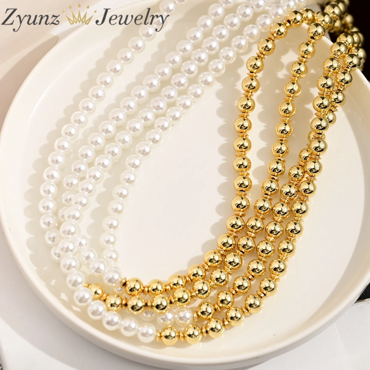 

5 шт., женское модное элегантное ожерелье из жемчуга и золота с бисером, модные украшения 50 см