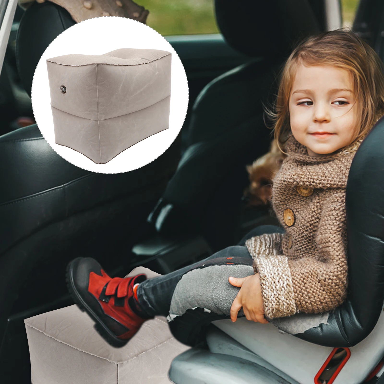 

Inflatable Foot Rest Pillow PVC Flocking Lightweight Travel Airplane Leg Elevator Kids Platform Foldable Pads