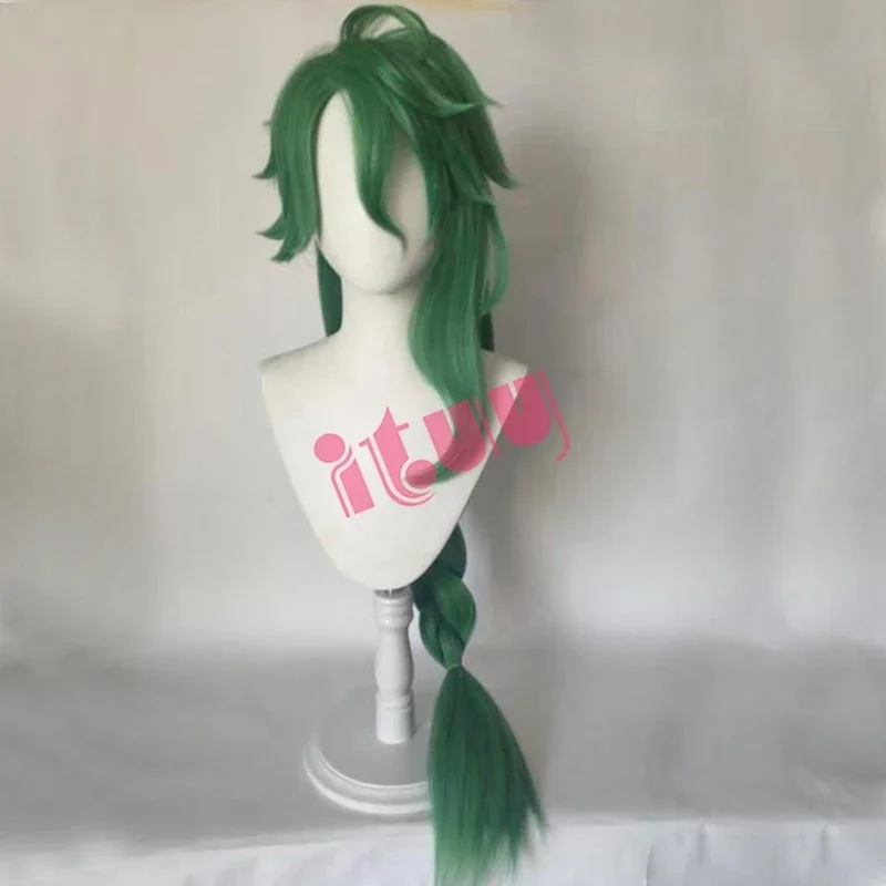 Baizhu Wig Genshin Impact Cosplay Costume Green High Temperature Resistant Long Wigs Character Accessories