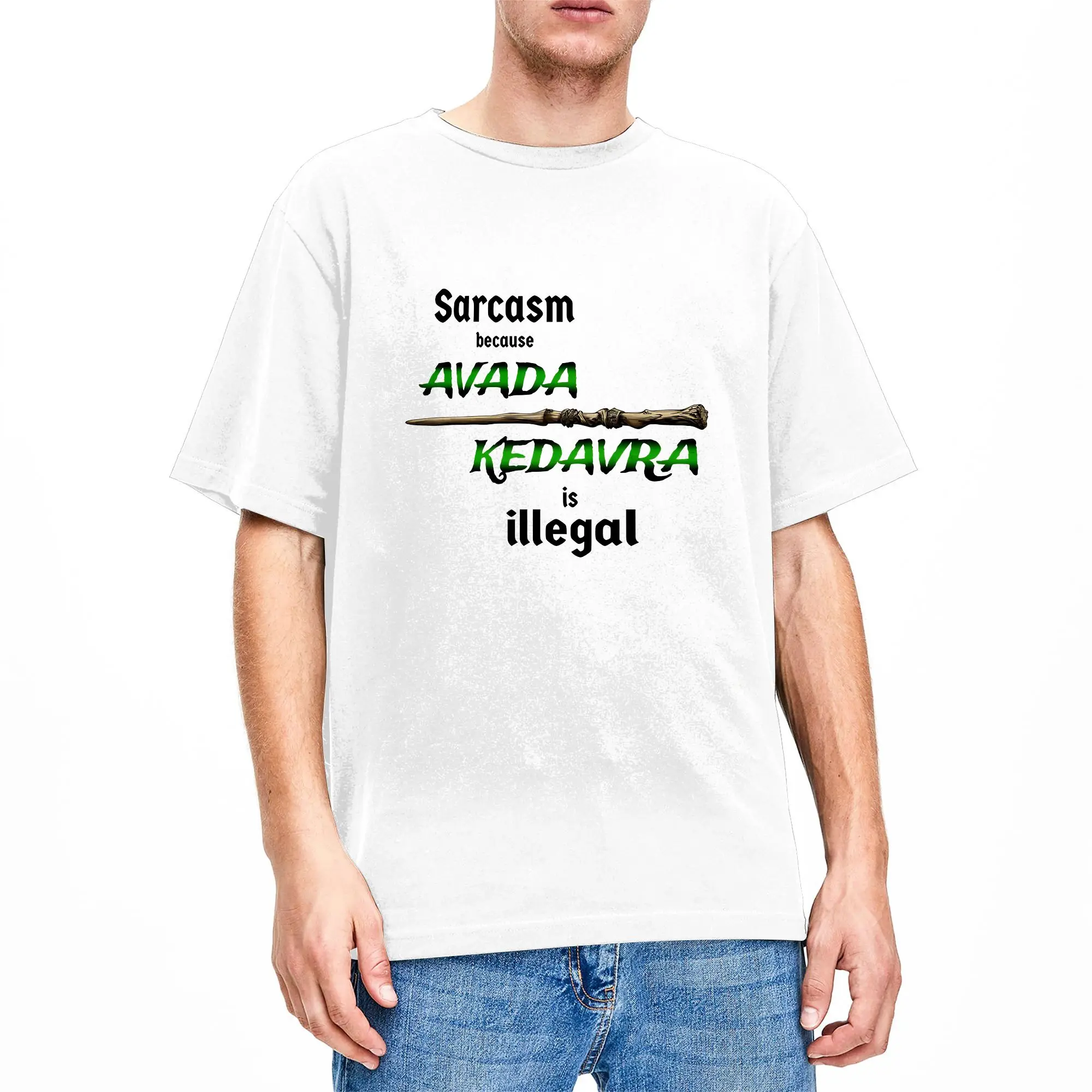 Sarcasm Because Avada Kedavra Is Illegal  T Shirt Sarcasm spell  Pure Cotton Clothing Humorous Round Neck Tees Summer T-Shirt