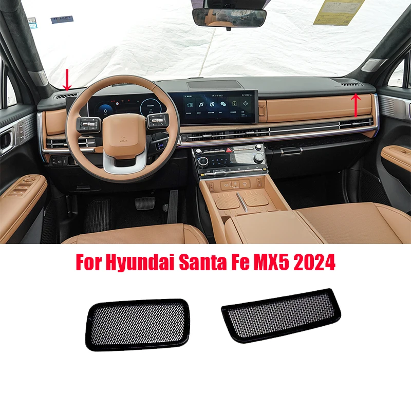 

For Hyundai Santa Fe MX5 2024 Stainless steel material for the horn cover of the air outlet on the dashboard front panel