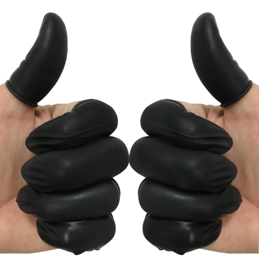 100pcs/lot Black Disposable Latex Rubber Finger Cots Sets Fingertips Protector Gloves For DIY Making Finding Accessories