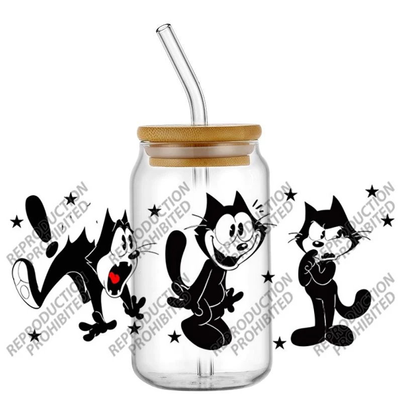 Black cat design Transfer Decal UV DTF for 16oz Libbey DIY Gift Performance Car Selfadhesive 3D Sticker Cup Wraps - view 5