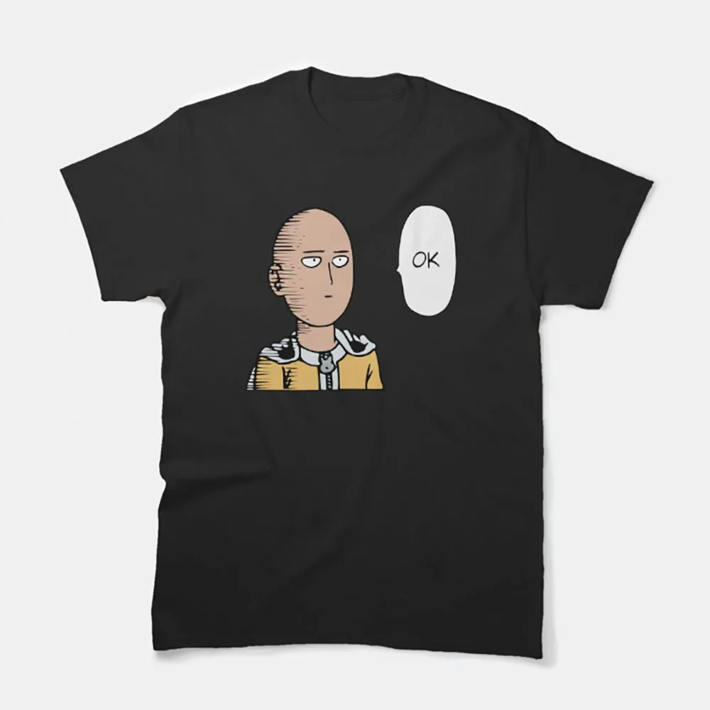 

ONE PUNCH-MAN Saitama merch punch-ok Funny japan manga Anime t shirt 100% cotton printed men's clothing plus size clothes