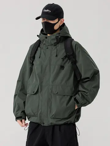 용수철 남성용 후드 바람막이 재킷, 한국 패션 루즈 코트, 방풍 캐주얼 재킷, 8XL, 7XL, 6XL, 플러스 사이즈