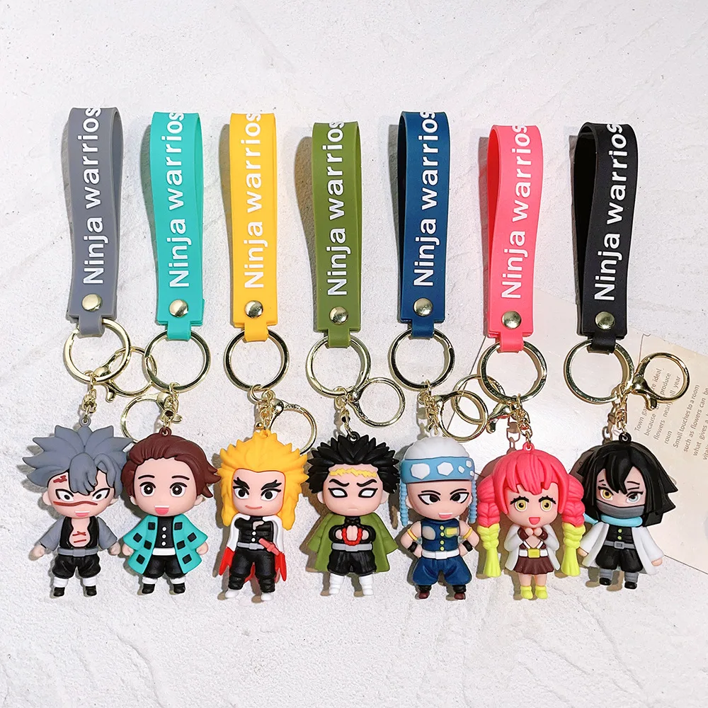 Anime Demon Slayer Keychain Kimetsu no Yaiba Rengoku Mitsuri Kamado Nezuko Inosuke Cosplay Mitsuri Giyuu Cartoon Keyrings Prop