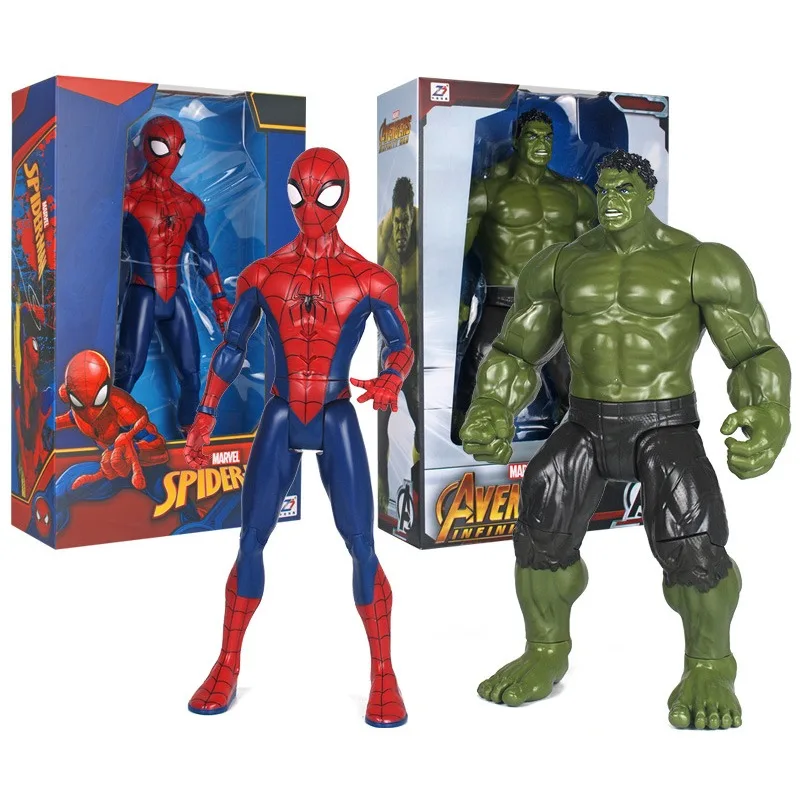 14-Inch Common Classic Movable Simple Spider-Man Hulk PVC Statue Action Figurine Desk Collectible Anime Model Toys Figures Gift