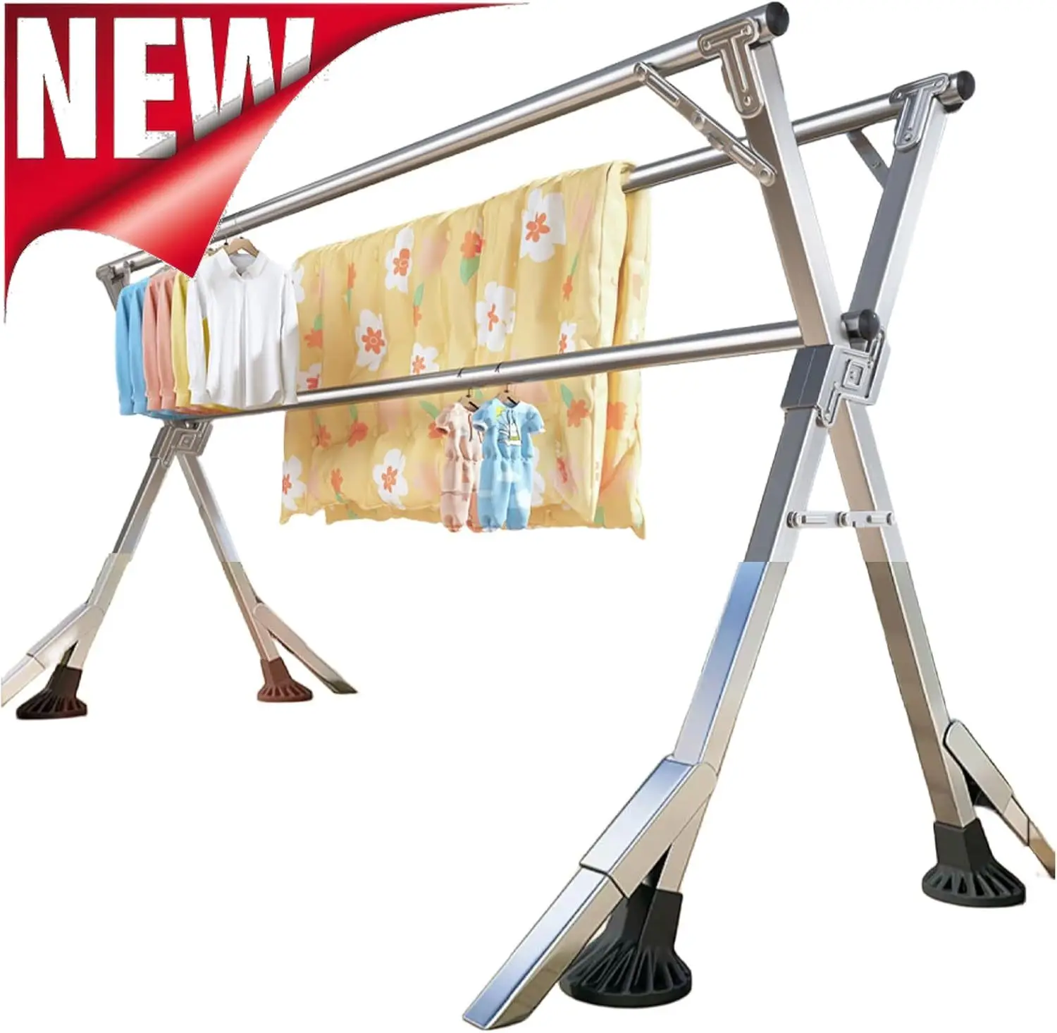 

95-дюймовая сушилка для одежды, ветрозащитная конструкция, сверхмощная сушилка для белья из нержавеющей стали, складная в помещении и на открытом воздухе