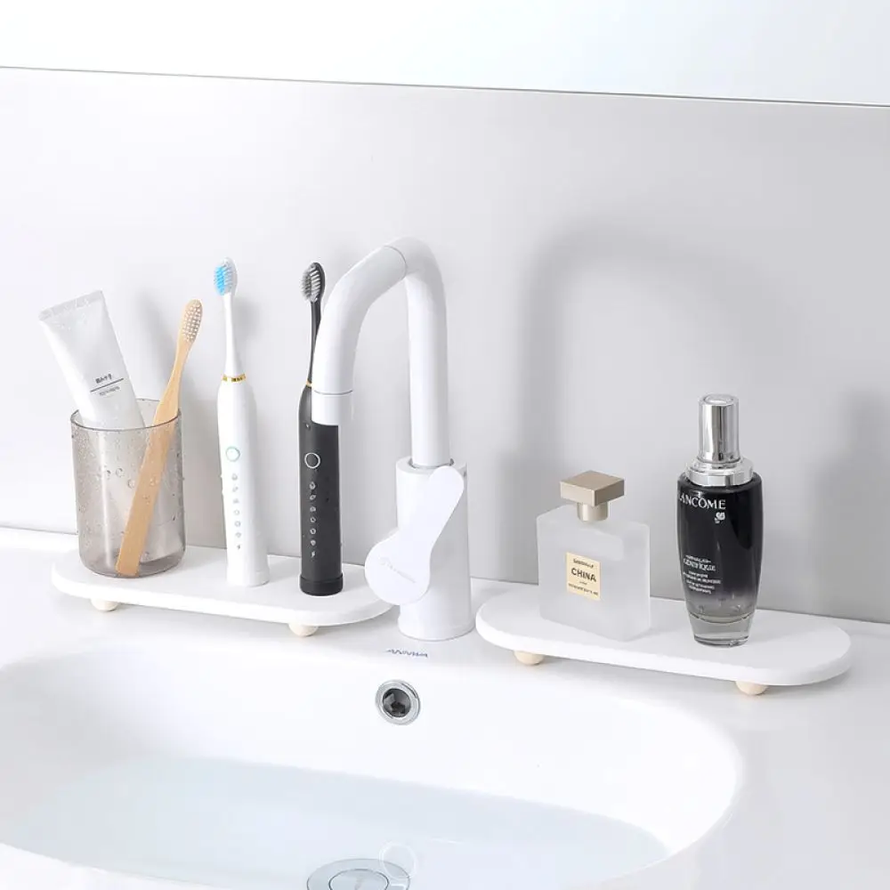 Kitchen Countertop Drying Mat Splash Guard Absorbent Stone Tray Bathroom Vanity Soap Dish Modern Minimalist Wood Base