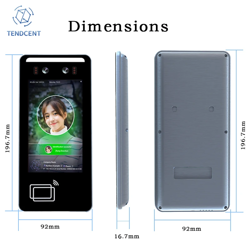 Tendcent Android Face Recognition Access Control Attendance Device with NFC IC/ID Card WiFi OEM/ODM Biometric Facial Recognize
