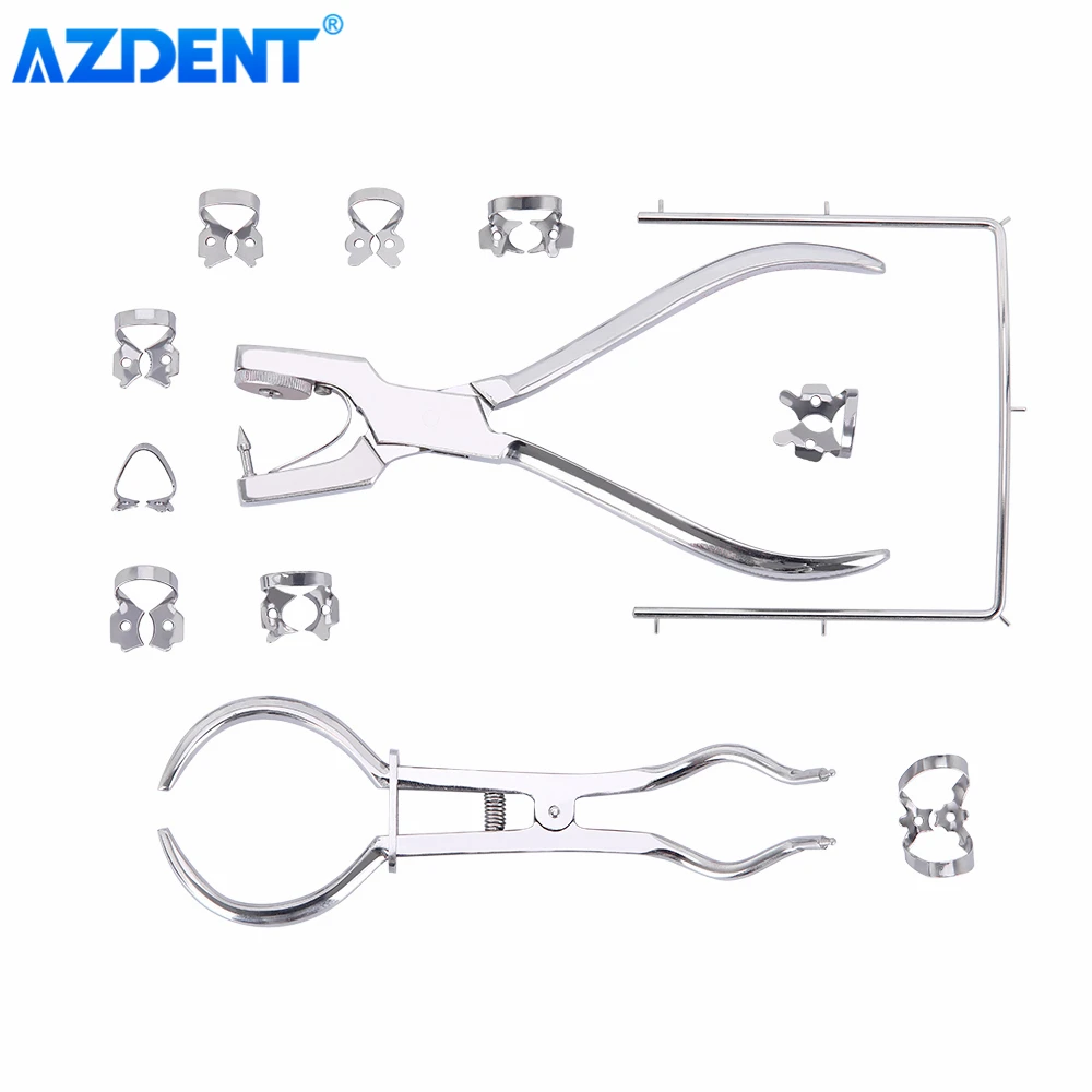 AZDENT Dental Dam Perforator Rubber Hole Puncher Set Mouth Opener Puncher Pliers Dentist Device Dentistry Tools Instrument